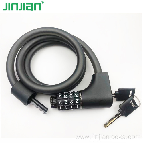 Combination with keys bicycle lock cable lock